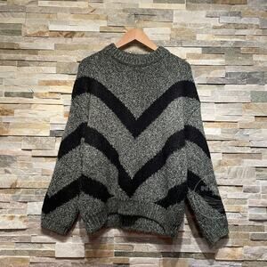 GRL Homespun Japan Chevron Sweater | Unisex OS Olive Black Streetwear, Rare Gift